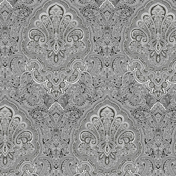 Ruby Paisley Black and White Wallpaper, image 1