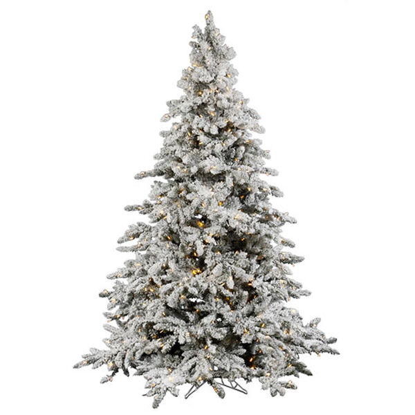 Flocked Utica Fir 4.5-Foot Christmas Tree w/250 Warm White Italian LED Lights, image 1