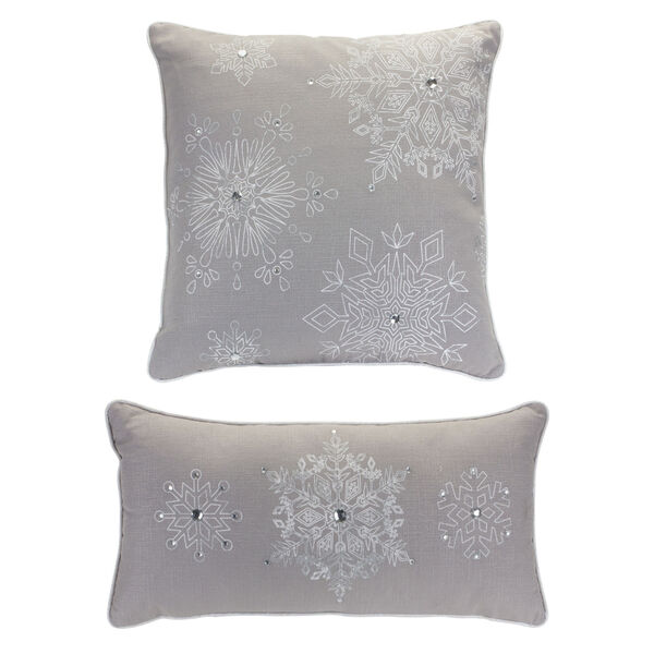 Gray Snowflake Pillow , Set of Two, image 1