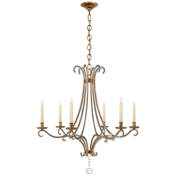 Oslo Medium Chandelier in Gilded Iron with Crystal by Chapman and Myers, image 1