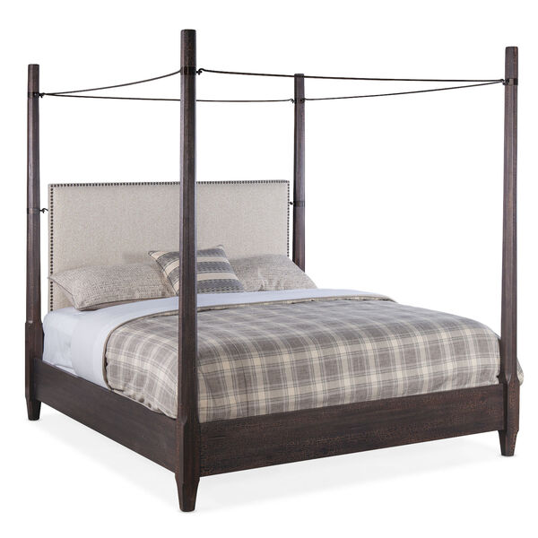 Big Sky Charred Timber and Brushed Bronze Poster Bed with Canopy, image 1