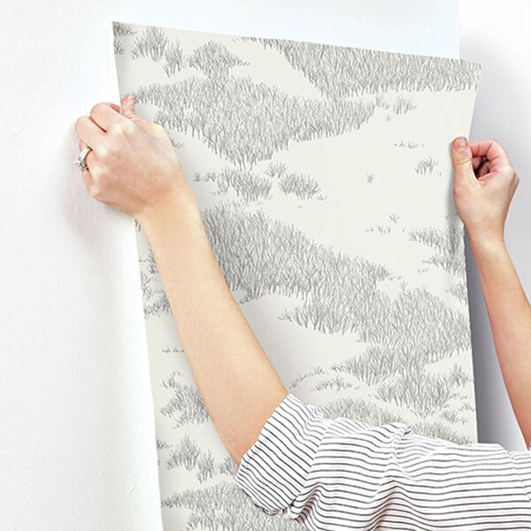 Norlander White and Off White Tundra Scenic Wallpaper - SAMPLE SWATCH ONLY, image 3