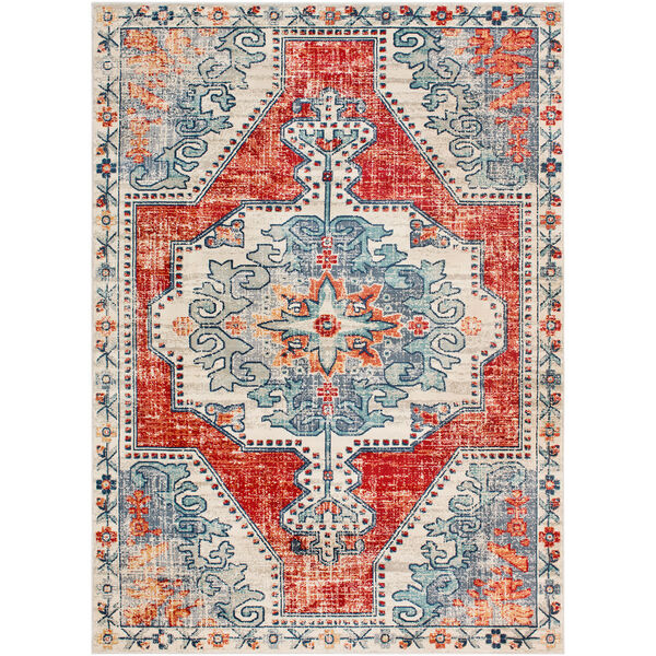 Bohemian Bright Red and Teal Rectangular: 5 Ft. 3 In. x 7 Ft. 6 In. Rug, image 1