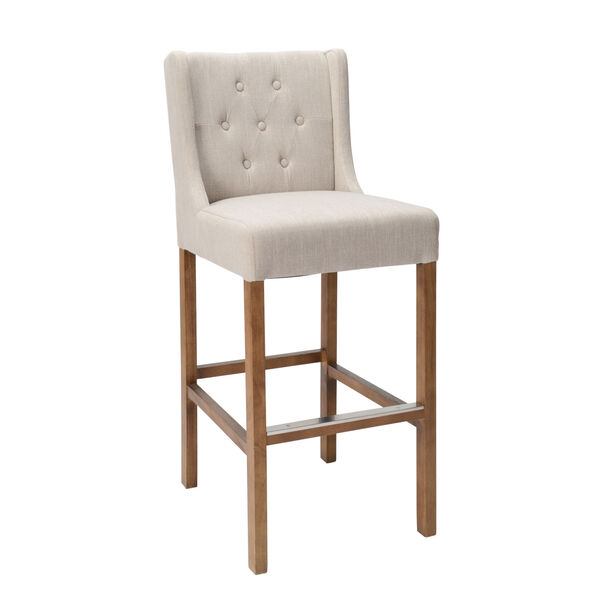 Karla French Beige and Natural Brown Bar Stool, image 1