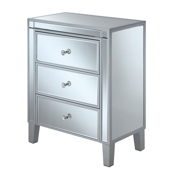 Gold Coast Large 3 Drawer Mirrored End Table in Silver, image 2
