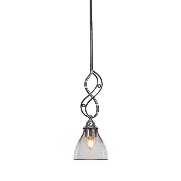 Jazz Chrome One-Light Mini Pendant with Six-Inch Cone Clear Bubble Glass, image 1