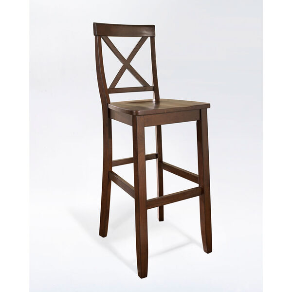X-Back Bar Stool in Mahogany Finish with 30 Inch Seat Height- Set of Two, image 1