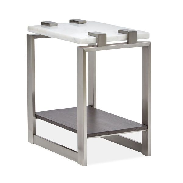 Paradox White And Brushed Platinum 24-Inch End Table, image 2