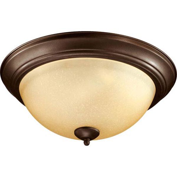 Oiled Bronze 15-Inch Flush Mount with Amber Scavo Glass, image 1