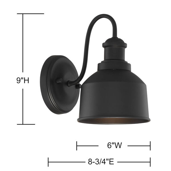 Lex Matte Black Six-Inch One-Light Outdoor Wall Sconce, image 5
