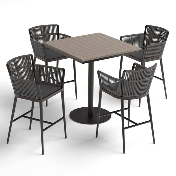 Nette and Travira Gray Black Five-Piece Square Bar Table and Nette Bar Chairs Set, image 2