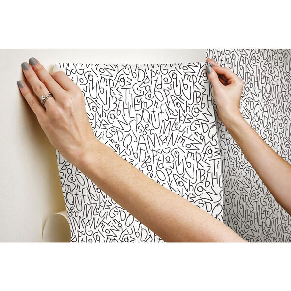 Black and White Alphabet Jumble Peel and Stick Wallpaper, image 6