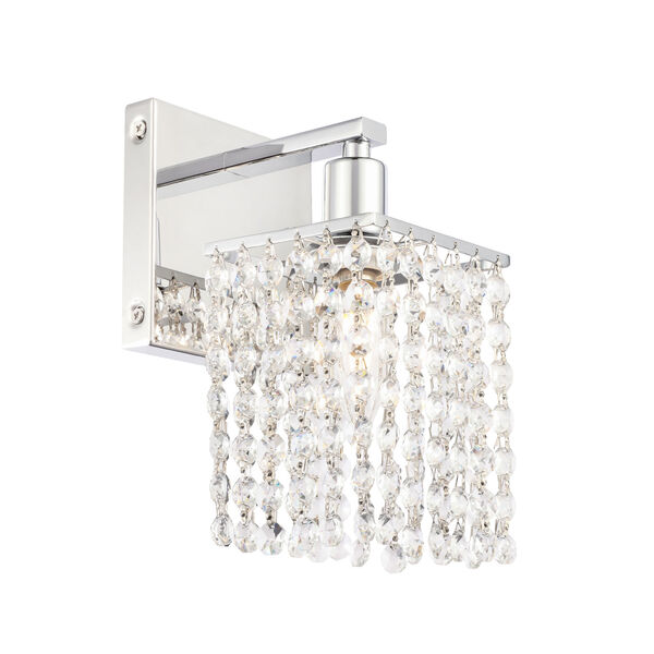 Phineas Chrome Five-Inch One-Light Bath Vanity with Clear Crystals, image 6