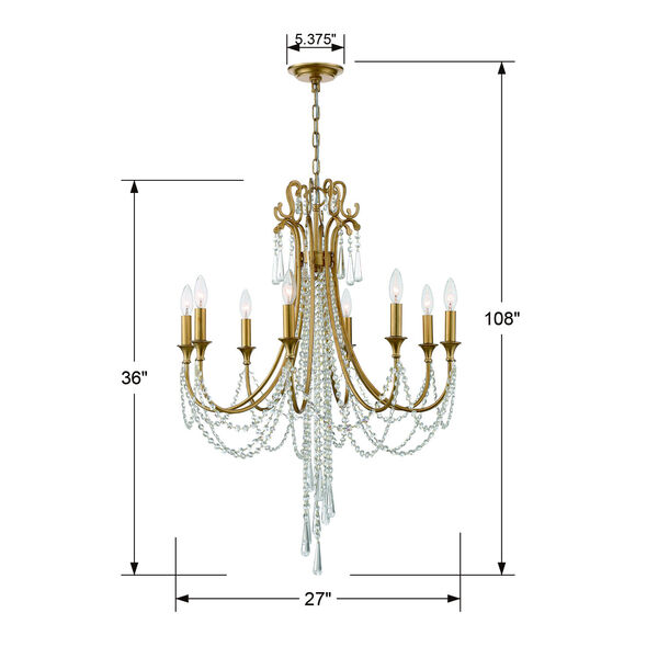 Arcadia Antique Gold 26-Inch Eight-Light Chandelier, image 5
