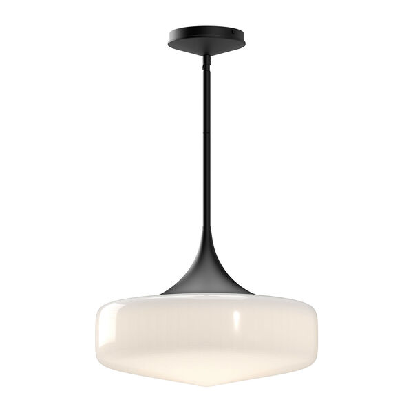 Lincoln Matte Black One-Light Pendant with Glossy Opal Glass, image 1