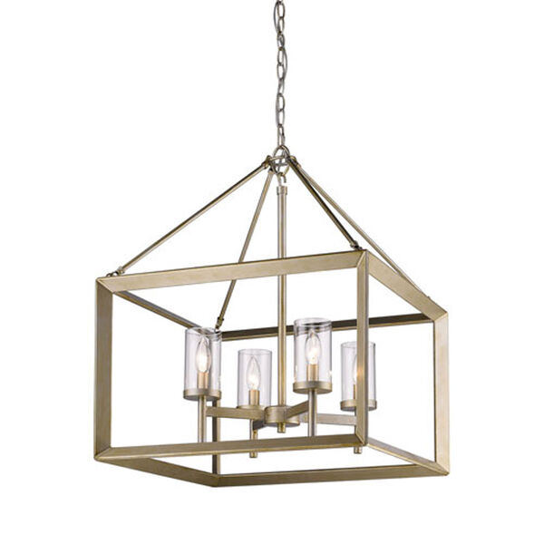 Linden White Gold Four-Light Chandelier with Clear Glass Shade, image 3