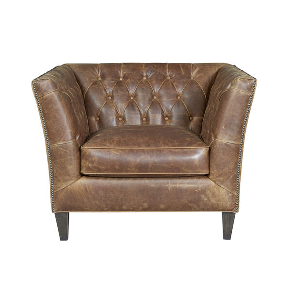 Duncan Chestnut Tufted Leather chair, image 1