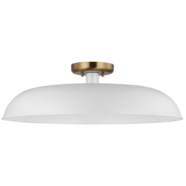 Colony Matte White and Burnished Brass 24-Inch One-Light Semi Flush Mount, image 1