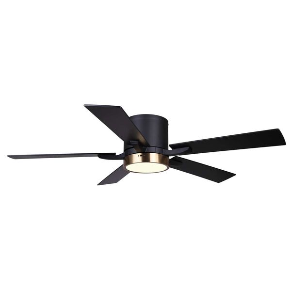 Quinn Matte Black and Gold LED Ceiling Fan, image 1