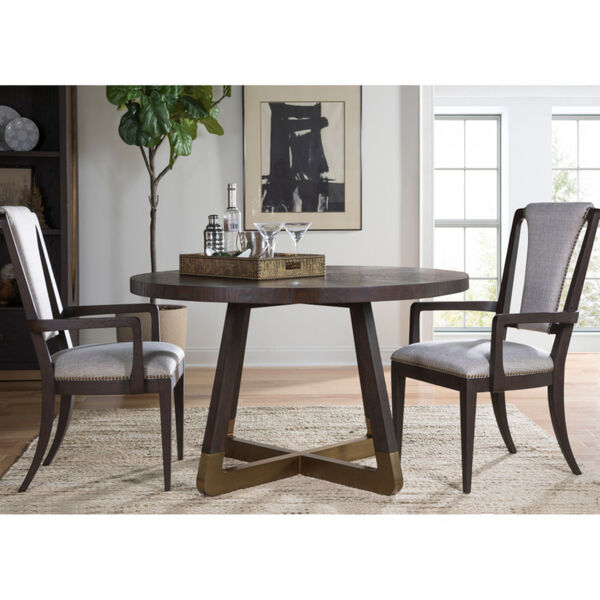 Signature Designs Rich Brown and Brass Verbatim Round Dining Table, image 3