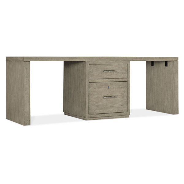 Linville Falls Smoked Gray 84-Inch Desk with One Centered File, image 1