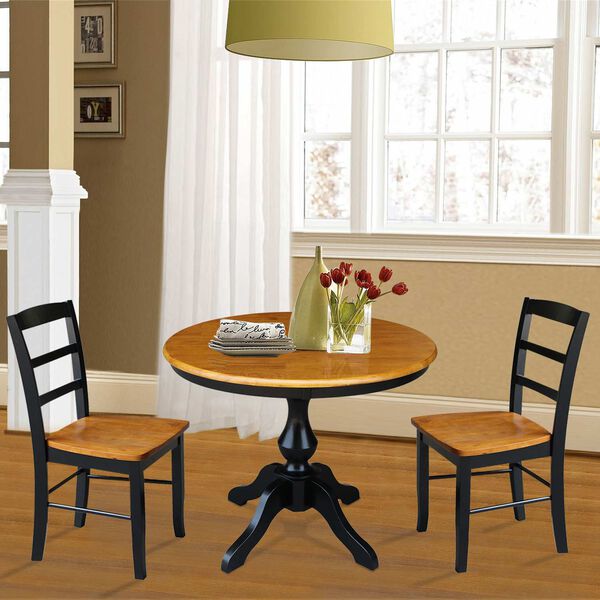 Black and Cherry Round Top Pedestal Table with Chairs, 3-Piece, image 2