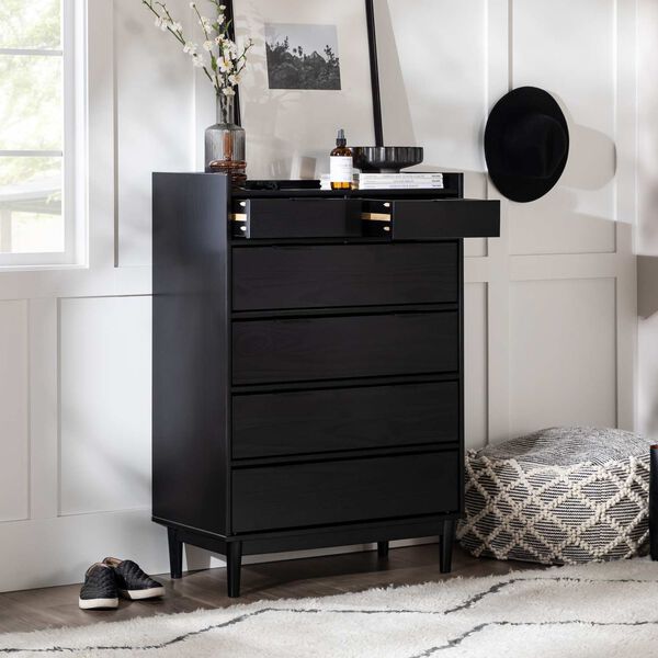 Black Solid Wood Six-Drawer Dresser, image 7