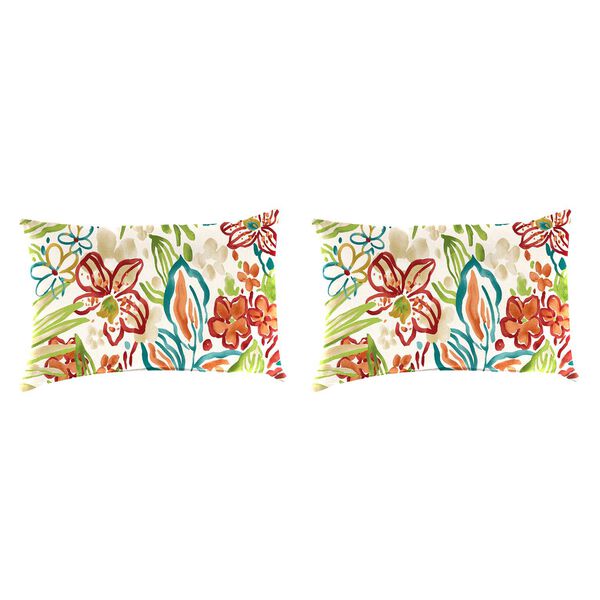 Valeda Breeze Multicolour 18 x 12 Inches Knife Edge Lumbar Throw Pillows, Set of Two, image 1