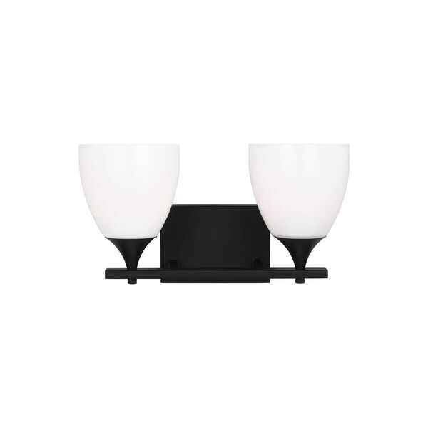 Toffino Midnight Black Two-Light Bath Vanity with Milk Glass by Drew and Jonathan, image 1