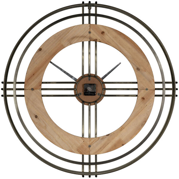 Ruby Natural Wooden and Gold 24-Inch Wall Clock, image 2