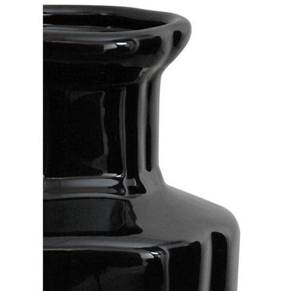 12 Inch Porcelain Vase Black, Width - 6 Inches, image 2