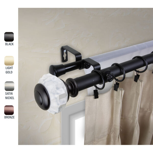 Linden Black 48-84 Inch Double Curtain Rod, image 2