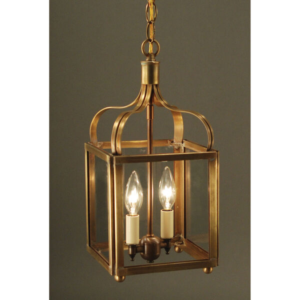 Crown Antique Brass Two-Light Chandelier with Clear Glass, image 1