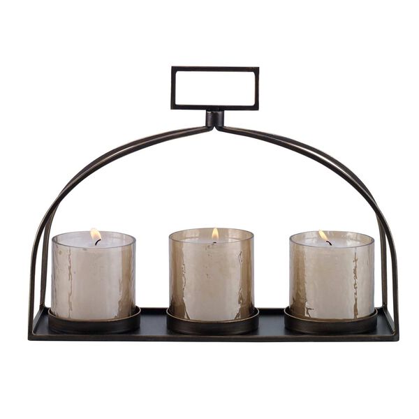 Riad Dark Bronze and Gold Triple Candleholder, image 2