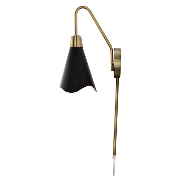 Tango Matte Black and Burnished Brass One-Light Wall Sconce, image 4