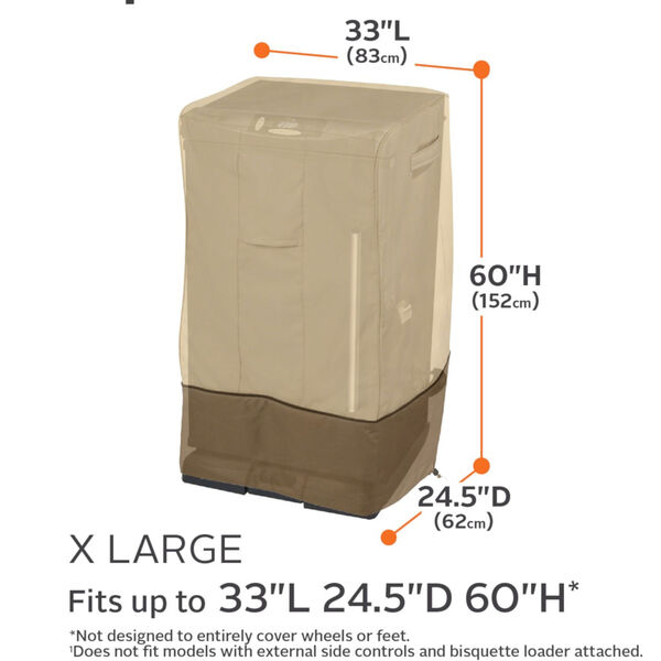 Ash Beige and Brown 33-Inch Square Smoker Grill Cover, image 4