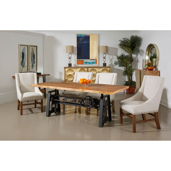 Del Sol Brown and Black Adjustable Height Crank Dining Table, image 5