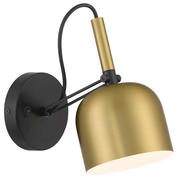 Ponti Antique Brushed Brass Black LED Reading Light, image 1