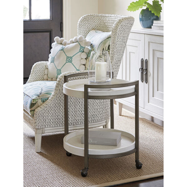 Ocean Breeze White Osprey Cart End Table, image 3