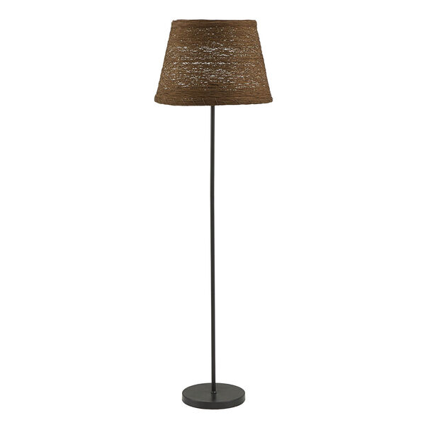 Blaine Matte Black and Brown One-Light Floor Lamp, image 1
