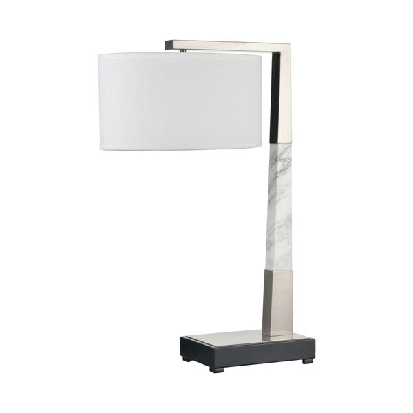 Erudite Brushed Nickel with White Marble One-Light Table Lamp, image 2