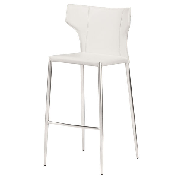 Wayne Matte White and Silver 38-Inch Counter Stool, image 1