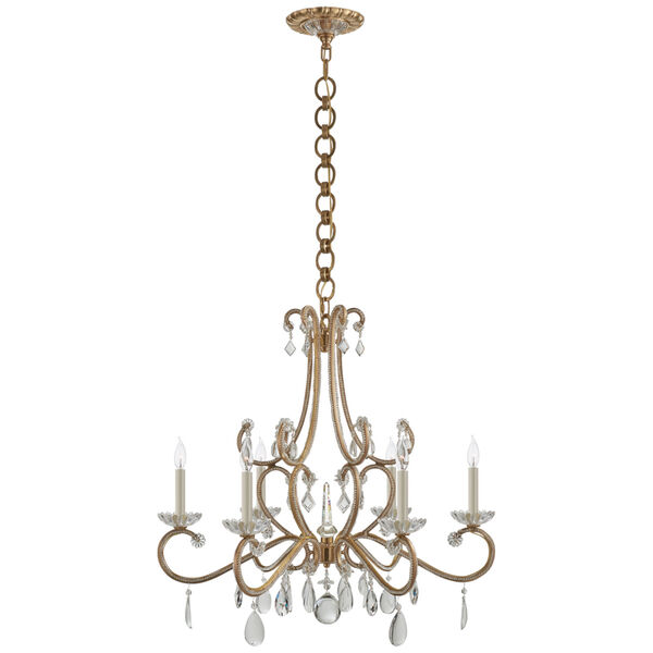 Montmartre Medium Chandelier in Hand-Rubbed Antique Brass with Crystal by AERIN, image 1