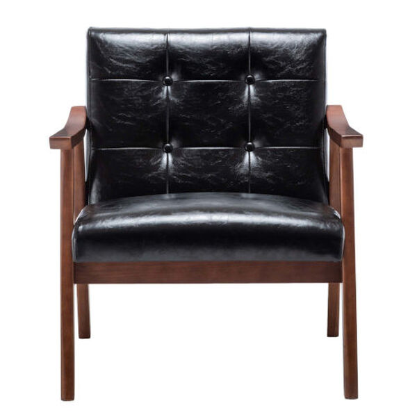 Take a Seat Natalie Black Faux Leather Espresso Accent Chair, image 4