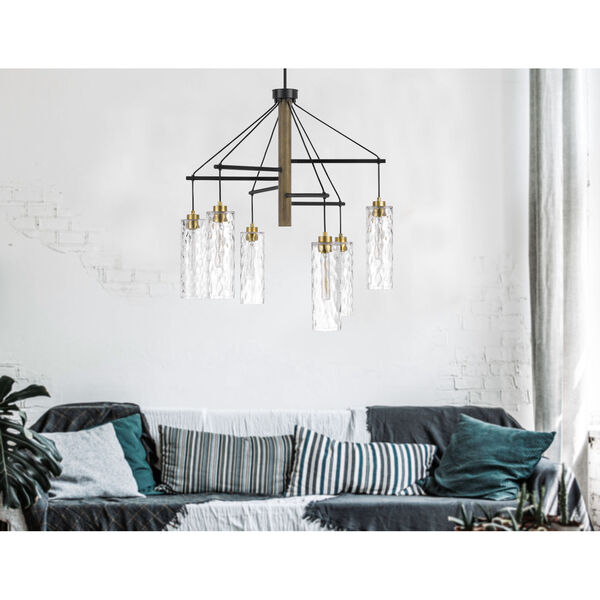 Williston Antique Brass and Natural Six-Light Chandelier, image 3