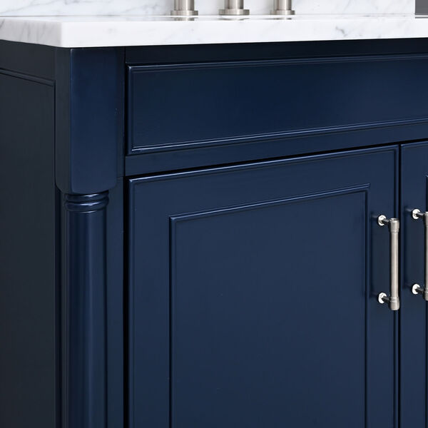 Bristol Navy Blue 37-Inch Vanity Set with Carrara White Marble Top, image 4