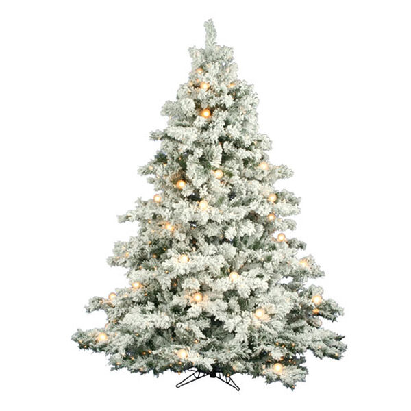 Flocked Alaskan 7.5-Foot Christmas Tree w/800 Clear Mini Lights and G50 Lights and 1495 Tips, image 1