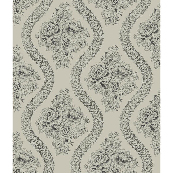 Coverlet Floral Black and Gray Removable Wallpaper, image 1