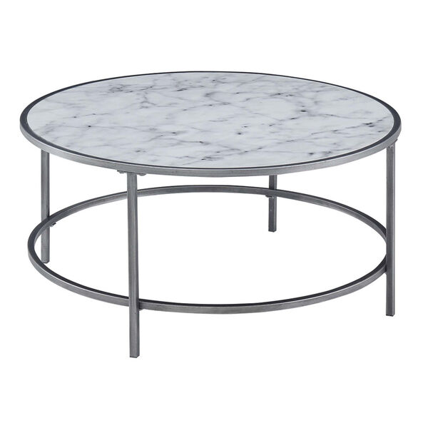 Gold Coast White and Silver Round Coffee Table, image 1