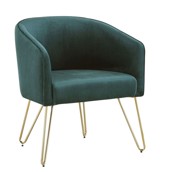 Aster Green Velvet Arm Chair with Gold Leg, image 1